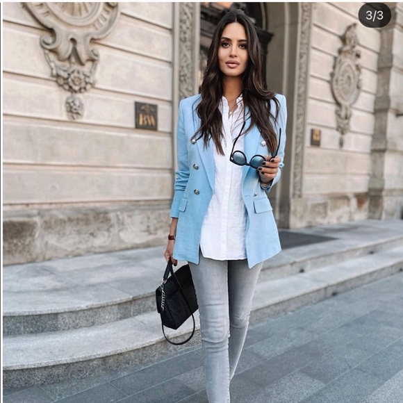 ZARA Double Breasted Balmain Style Blazer - Picture 4 of 16